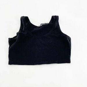 Unspecified Crop‎ Tank Top Womens Size S Black Round Neck Casual
